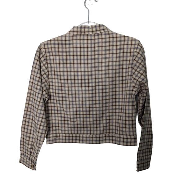 Vintage 90's County Seat Cropped Plaid Shirt Light Jacket Cotton Size S NWT - Picture 2 of 9